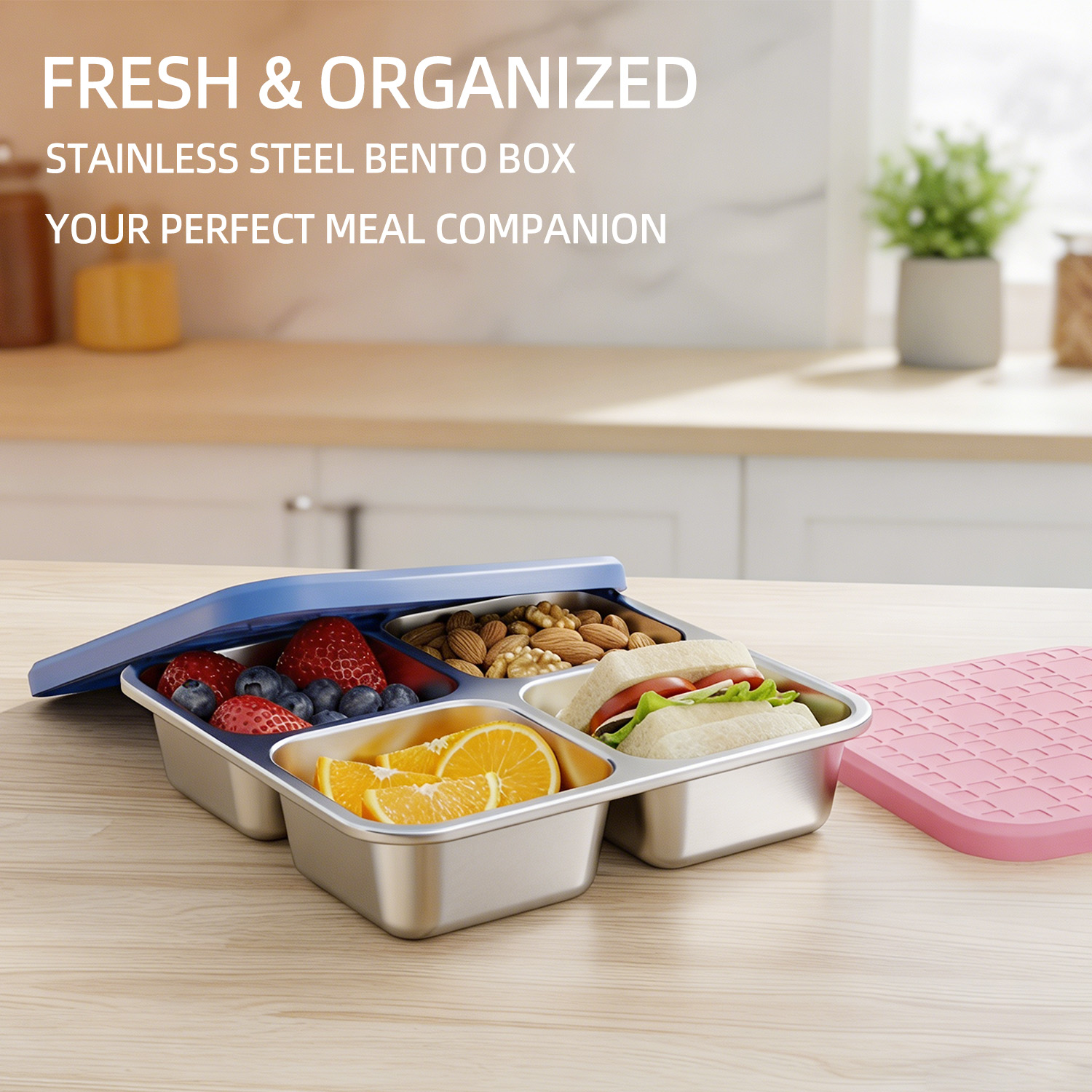 Stainless Bento Box - 304 Paslanmaz Çelik Bölmeli Öğle Yemeği